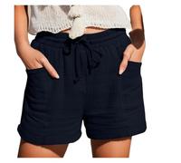 ZIHDKE Pantaloncini Estivi da Donna 1 PCS High Waist Cotton Wide Leg Women's Shorts Summer Style Loose Fit Cotton Women's Shorts Adatti All'Estate(Purplish Blue,2XL)