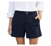 ZIHDKE Pantaloncini Estivi da Donna 1 PCS Women's Summer Shorts Soft Stretch Twill Shorts with Side Pockets Solid Straight Button Daily Commute Comfy Shorts Adatti All'Estate(Deep Navy,XXL)