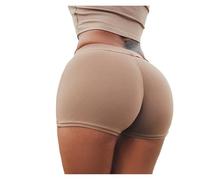 ZIHDKE Pantaloncini Estivi da Donna 1PCS Summer Sport Shorts for Women Solid Color Elasticated Shorts Ladies Training Gym Shorts Mini Skinny Fitness Short Adatti All'Estate(Skin,S)