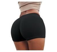 ZIHDKE Pantaloncini Estivi da Donna 1PCS Summer Sport Shorts for Women Solid Color Elasticated Shorts Ladies Training Gym Shorts Mini Skinny Fitness Short Adatti All'Estate(Black,XXL)