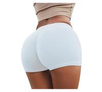 ZIHDKE Pantaloncini Estivi da Donna 1PCS Summer Sport Shorts for Women Solid Color Elasticated Shorts Ladies Training Gym Shorts Mini Skinny Fitness Short Adatti All'Estate(White,S)