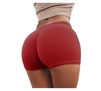 ZIHDKE Pantaloncini Estivi da Donna 1PCS Summer Sport Shorts for Women Solid Color Elasticated Shorts Ladies Training Gym Shorts Mini Skinny Fitness Short Adatti All'Estate(Red,S)