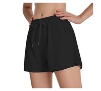 ZIHDKE Pantaloncini Estivi da Donna Women's Summer Sports Shorts with Pockets Solid Color Lace-up Shorts Fitness Short Pants Quick-Drying Breathable Running Shorts Adatti All'Estate(Black,XL)