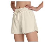 ZIHDKE Pantaloncini Estivi da Donna Women's Summer Sports Shorts with Pockets Solid Color Lace-up Shorts Fitness Short Pants Quick-Drying Breathable Running Shorts Adatti All'Estate(Beige,S)
