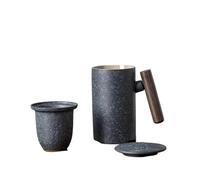 ZIHDKE Vintage Ceramic Coffee Mug Tumbler Rust Glaze Tea Leak With Wood Handle Water Cup Home Office per Caffè(Color1)