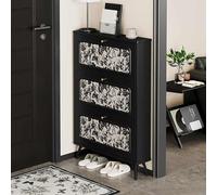 ZIHESY Mobile Ingresso Scarpiera Salvaspazio Slim con Divisorio Regolabile e Sportello, Grande Capacità Mobile Portaoggetti in Legno, per Casa Camera da Letto(Black1,60cm/23.6in)