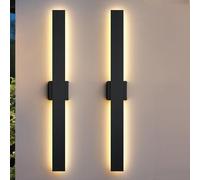 Zihoi 2 Pacchi 80CM Moderna Applique da Parete per Esterno, 3000K 4000K 5000K 10%-100% Dimmabile, IP65 Impermeabile Lampada da Parete Esterna per Casa, Veranda, Garage, Patio, Cortile, Ingresso Nero