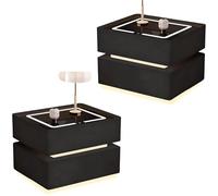 Zihpil 2 Pezzi Comodino Con Luci Intelligenti Galleggianti E Sensore, Con Pannello Touch, Led Tricolore E Ricarica Wireless, Comodino Creativo Per Camera Da Letto,Nero,45 * 40 * 48cm