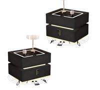 Zihpil 2 Pezzi Comodino Galleggiante Intelligente Luce Sensore, Serratura Combinazione, Altoparlante Bluetooth, Ricarica Wireless, Touch Screen Led 3 Colori, Comodino Domestico,Nero,40 * 40 * 48cm