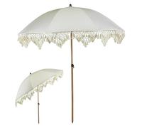 ZIHQRgE 200 cm Ombrellone con Frange Boho Ombrellone da Spiaggia per Esterni con Inclinazione e 8 Stecche, Ombrellone da Giardino per Cortile, Giardino