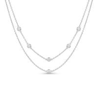 ZIIERMOSS 2 collane a strati da donna, in argento Sterling S925, con quadrifoglio, cuore, farfalla, gioielli alla moda, regalo per lei, 1, Cristallo, Nessuna pietra preziosa