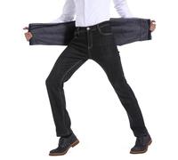 ziilay Pantalone Pile Uomo Jeans Termico Invernali Felpati Elasticizzati, 6557h Nero, 36W/32L