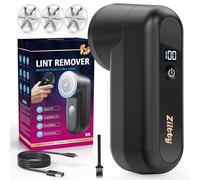 Ziitty - Rasoio per tessuti, levapelucchi per vestiti, ricaricabile di tipo C, con display LCD e 6 lame, rasoi per maglioni per rimuovere pelucchi, per rimuovere pelucchi, per vestiti e mobili