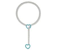 Ziizwfa Collana a catena cubana con ciondolo a forma di cuore, realizzata a mano, stile punk, Lariat, a Y, lunghezza regolabile, 60cm, Metallo, Nessuna pietra preziosa