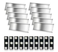 ZIJANG 10 Pezzi Targa Magnetica in Alluminio, 7,2 × 3,2 cm Portanome magnetico in metallo, Targa Magnetica per Uniformi Contiene 10 Coppie di Chiusure Magnetiche Nere, Adatte per Lavoro