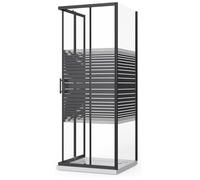 ZIK - Box Doccia 80x80x80 Angolare 3 Lati Nero (Altezza 190) Cabina Doccia Completa in Vetro Temperato 6mm Reversibile, Box Doccia Completo con Porta Scorrevole, Tutti i Componenti sono Inclusi