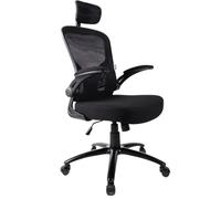 ZIK Sedia da Ufficio e Scrivania Certificata EN 1335 Poltrona Ergonomica con Supporto Lombare Braccioli e Poggiatesta, Direzionale Girevole con Ruote (Nero)