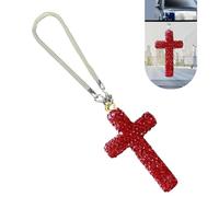 Zikefest Ornamento da appendere per specchietto retrovisore dell'auto, ciondolo a forma di croce con strass di cristallo, decorazione religiosa per specchietto retrovisore, croce per auto, accessori