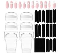 Zikenis 12 Pcs Kit di timbri per nail art francese,con 2 timbri trasparenti in silicone per unghie francesi,6 fogli di adesivi guide per unghie ausiliarie per manicure francese,4 testine di timbro