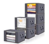 Zikenis 6 Pezzi Scatole per Vestiti, 90L Scatole per Armadio, Buste Pieghevole per Indumenti, con Manico rinforzato scatole portaoggetti pieghevoli, per organizzare armadi, vestiti, trapunte