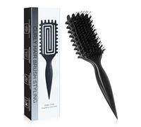 Zikenis Spazzola Capelli Ricci Unisex, Bounce Curl Spazzola con Manico Ergonomico, Curly Hair Brush per Pettinare e Modellare, Riduce Trazione e Separazione, per Acconciature Ricci Alla Moda (Nero)