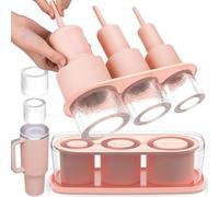 Zikenis Stampo per Ghiaccio per Stanley Cup,3 stampi per cubetti di ghiaccio a cilindro cavo,Senza BPA,Stampo Ghiaccio Silicone con Coperchio per bicchieri Stanley da 40 oz (Rosa)