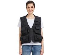 Ziker Women's Mesh Breathable Openwork Jouralist Photographer Fishing Vest Waistcoat Travel Jacket Coat With Pockets (as1, alpha, x_l, regular, regular, New Black)