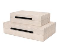 ZIKOUL Grande scatola decorativa moderna avorio Shagreen in pelle scatole decorative con coperchi per la decorazione domestica impilabile portagioie organizzatore