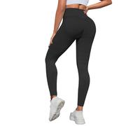 Zilams Leggins Sportivi Donna Push Up Leggings Palestra Donna Vita Alta Pantaloni Fitness Elastici per Yoga Sport Gym Nero Profondo L