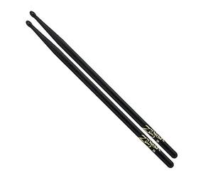 Zildjian 7A Hickory Drumsticks - Nylon Tip - Black