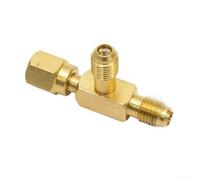 Zilimontt Adattatore a T in ottone svasato SAE da 1/4" x 1/4" con attacco filettato femmina e maschio per tubi collettori HVAC Manifold Tubo refrigerazione Riparazione Vuoto