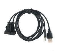 Zilimontt Adattatore per presa di ingresso USB AUX per veicoli da 12 V, pannello di montaggio a filo nero con audio da 3,5 mm e trasmissione dati ad alta velocità, compatibile con installazione