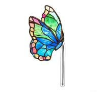 Zilimontt Affascinante decorazione per vaso di uccelli e farfalle in acrilico con design in vetro colorato, per giardino e spazi abitativi all'aperto, inserto per vaso di fiori a lunga durata per