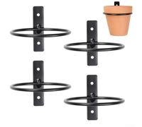 Zilimontt Anelli portavasi da parete in metallo con ventilazione e design di drenaggio, per balcone, giardino, piante, set di 4 pezzi, nero (20,3 cm)