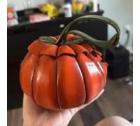 Zilimontt Borsa per foraggiamento in pelle per l'autunno, a forma di zucca, per giardinieri, eleganti decorazioni autunnali, custodia arancione in vita per attrezzi da casa e da giardino (159)