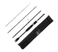 Zilimontt Canna da pesca con esca in fibra di carbonio, canna da pesca ML da viaggio, spinning e baitcasting, design portatile a 4 sezioni per riporre valigie, forte portante e anti-vento (manico