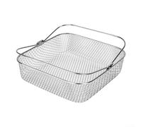 Zilimontt Cestello per friggitrice ad aria, 20 x 20 x 6 cm, quadrato, in acciaio inox, accessorio di ricambio per friggitrice ad aria, con manico, per friggitrice ad aria, forno, vaporiera