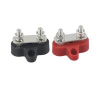 Zilimontt Confezione da 2 terminali M6 a doppia connessione per batteria, 12-48 V CC, blocco di distribuzione della batteria con alloggiamento in ABS ignifugo rosso e nero, per auto, marina,