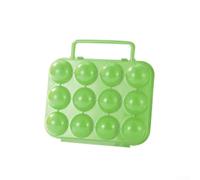 Zilimontt Contenitore per uova a 12 scomparti, per campeggio, picnic e uso esterno, per una lunga durata in plastica ABS, con coperchio e manico, design compatto, 20 x 19,5 x 7 cm, verde