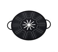 Zilimontt Coperchio in silicone per pentole, padelle, vapore, con maniglia, resistente al calore, adatto per uso alimentare, lavabile in lavastoviglie, colore nero