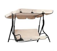 Zilimontt Copertura per dondolo da esterno in tessuto Oxford 210D impermeabile rivestito in argento per pioggia, neve e sole, con facile installazione per due posti, beige (piccola tre posti)