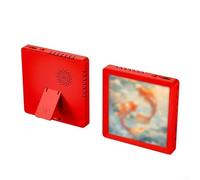 Zilimontt Cornice musicale con funzione di registrazione, cornice digitale posteriore magnetica per canzoni fai da te, volume regolabile, supporto per schede TF, batteria da 450 mAh, integrata (rosso)