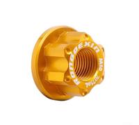 Zilimontt Dado per mozzo in alluminio per asse ruota posteriore, vite di bloccaggio flangia M10x1.0, componente leggero da 5 g, compatibile con mozzi standard e da strada (oro)