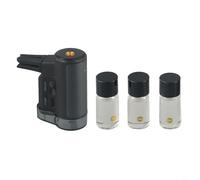 Zilimontt Diffusore d'aria elettrico per auto e clip per bocchetta dell'aroma, con batteria da 220 mAh, potenza 2 W, 3 oli essenziali, nero o blu, per deodorante e umidificatore per auto (nero)