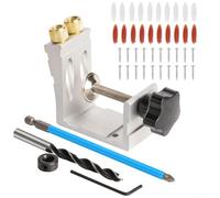 Zilimontt Dima per fori tascabile regolabile con localizzatore per perforazione per guida per trapano angolare a 15°, posizionatore per trapano per viti per la lavorazione del legno, costruzioni in