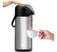 Zilimontt Distributore di caffè isolato in acciaio inossidabile con pompa di azione superiore, 1,6/1,9 l, caraffa termica a doppia parete sottovuoto per bevande calde e fredde (1,6 litri)