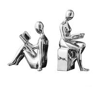 Zilimontt Fermalibri con figura astratta elegante per ufficio, studio, design in pietra bianca, supporto creativo per la casa elegante fermalibri per casa e ufficio moderno