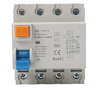 Zilimontt FI interruttore corrente residua 63A 30mA Tipo B 4 poli RCD interruttore Sezionatore con alta frequenza AC e DC Fault Protection, ABS Flame Retardant Housing,
