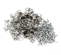 Zilimontt Ganci in metallo resistente con viti, gancio ad anello a D per foro singolo, per cornici, opere d'arte, orologi e specchi, confezione da 50, argento (50 pezzi)