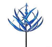 Zilimontt Girandola a vento in metallo da giardino, scultura decorativa per esterni, con design girevole a 360 gradi, resistente alle intemperie, in ferro, per cortile e patio, altezza 90 cm (blu)